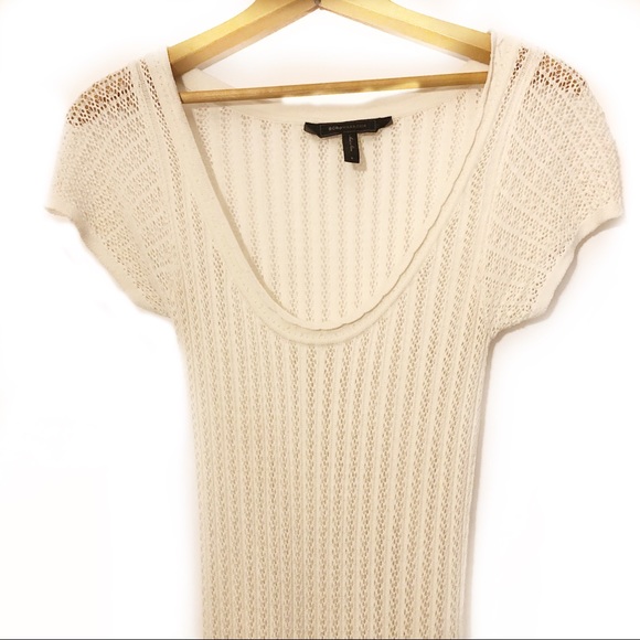 BCBGMaxAzria Dresses & Skirts - BCBGMaxAzria Knit Dress Cap Sleeve Crochet Sheer